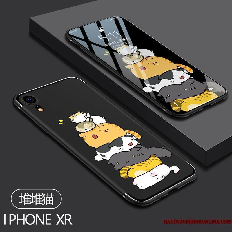 iPhone Xr Coque Tout Compris Créatif Délavé En Daim Dessin Animé Protection Étui Fluide Doux