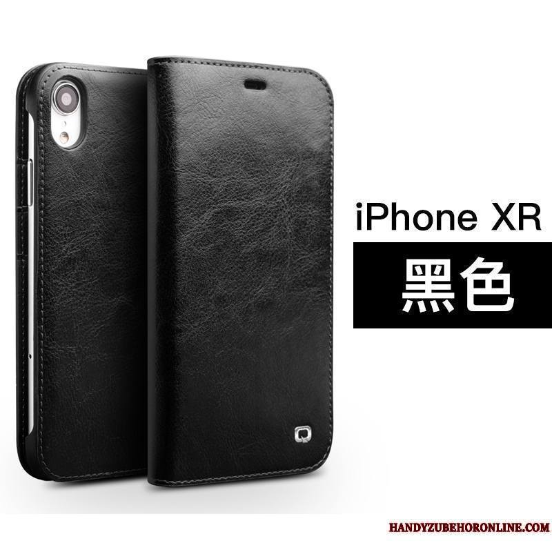 iPhone Xr Luxe Carte Clamshell Coque Simple Protection Étui En Cuir