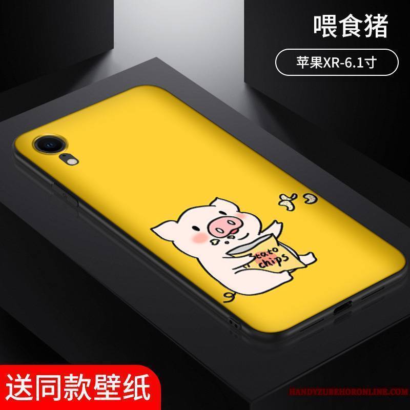 iPhone Xr Mignonne Charmant Amoureux Fluide Doux Coque De Téléphone Étui Jaune