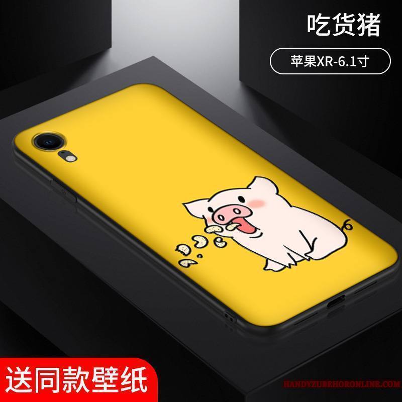 iPhone Xr Mignonne Charmant Amoureux Fluide Doux Coque De Téléphone Étui Jaune