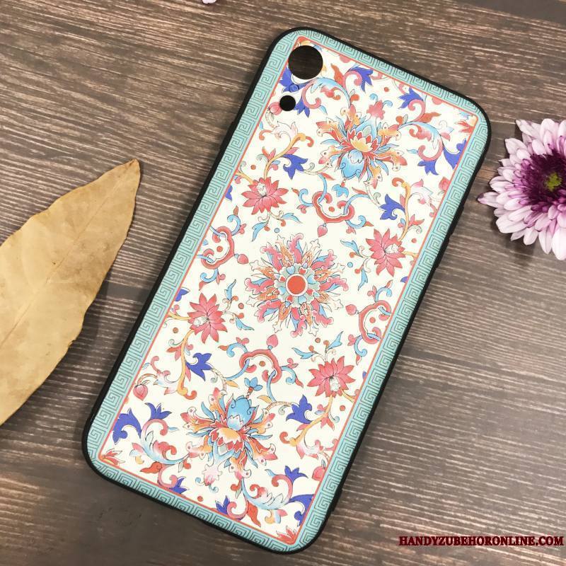 iPhone Xr Protection Étui Silicone Vintage Fluide Doux Bleu Coque De Téléphone