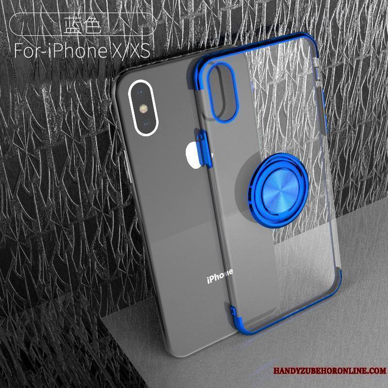 iPhone Xs Bleu Transparent Nouveau Incassable Support À Bord Coque De Téléphone