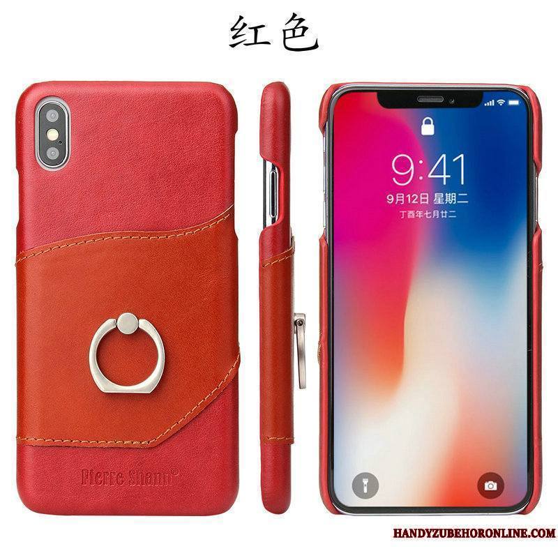 iPhone Xs Business Incassable Étui En Cuir Tout Compris Anneau Coque De Téléphone Nouveau