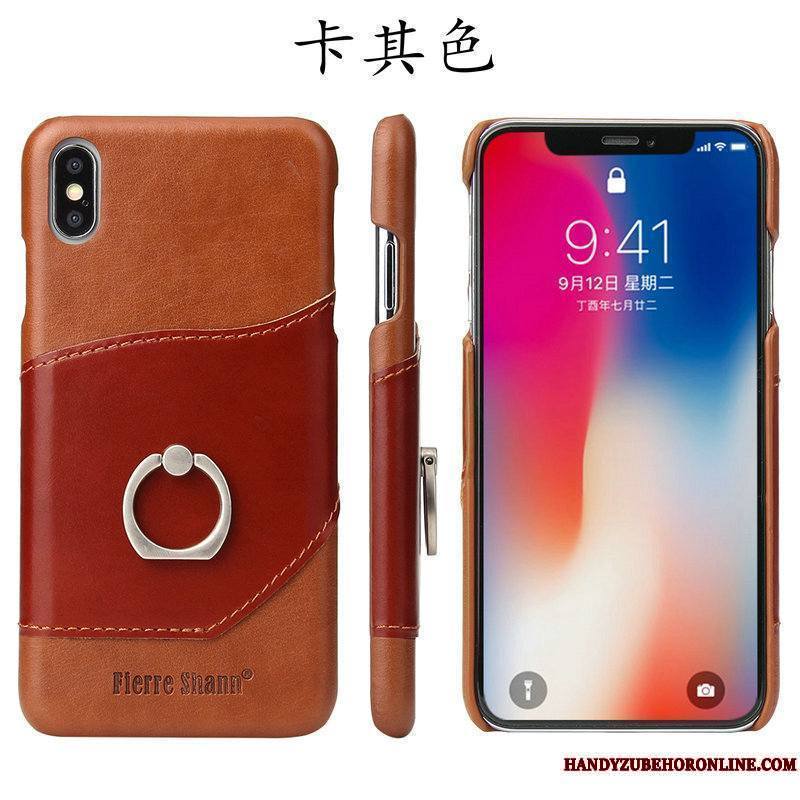 iPhone Xs Business Incassable Étui En Cuir Tout Compris Anneau Coque De Téléphone Nouveau