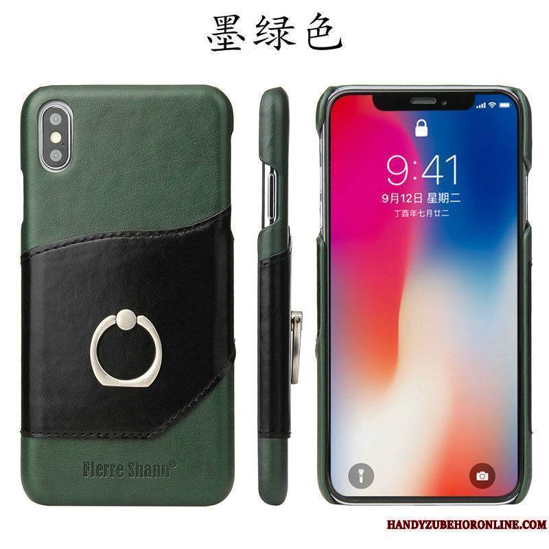 iPhone Xs Business Incassable Étui En Cuir Tout Compris Anneau Coque De Téléphone Nouveau