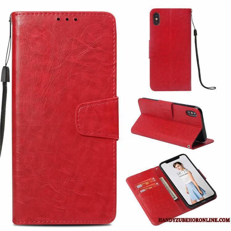 iPhone Xs Coque De Téléphone Business Protection Rouge Étui Vintage Carte