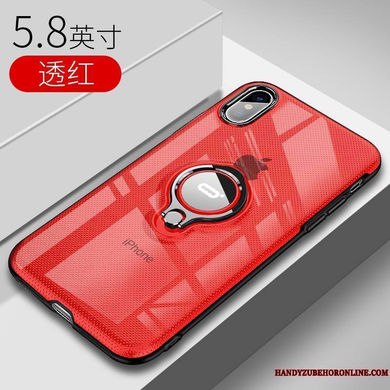 iPhone Xs Coque Silicone Support Blanc Très Mince Tout Compris Transparent Net Rouge