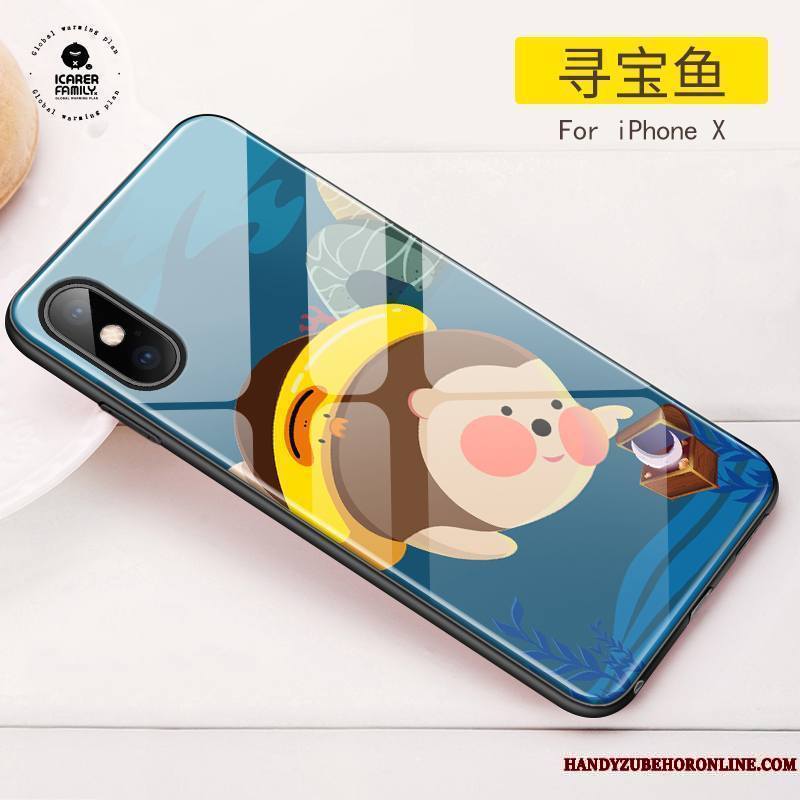 iPhone Xs Coque Tout Compris Marque De Tendance Verre Dessin Animé Nouveau Charmant Net Rouge