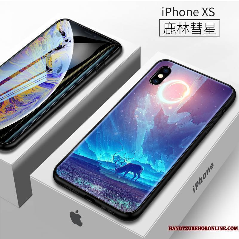 iPhone Xs Coque Violet Très Mince Net Rouge Marque De Tendance Nouveau Verre Protection