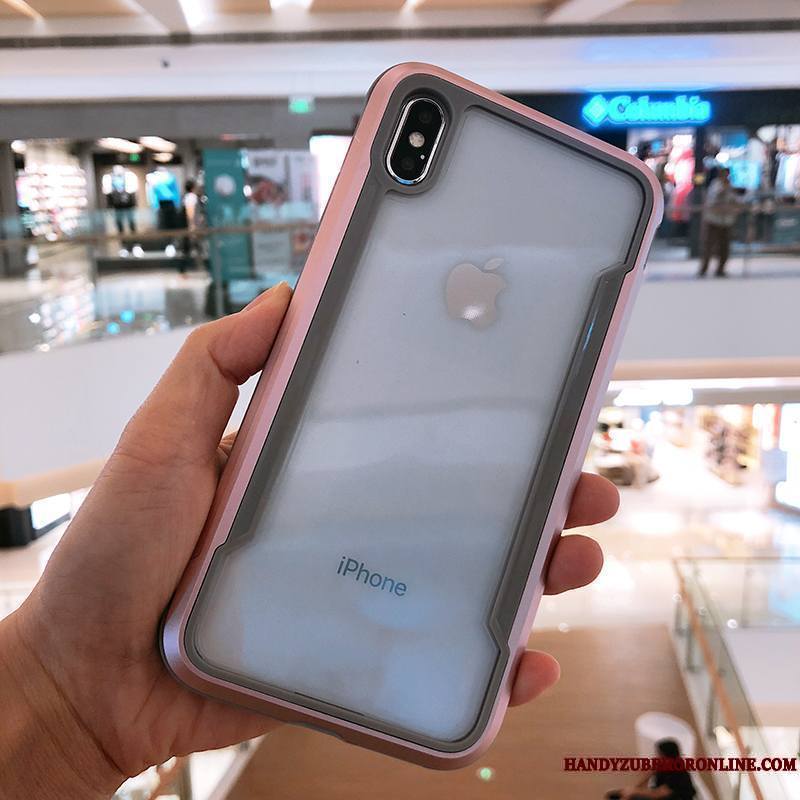 iPhone Xs Incassable Coque De Téléphone Protection Or Rose Étui Métal Transparent