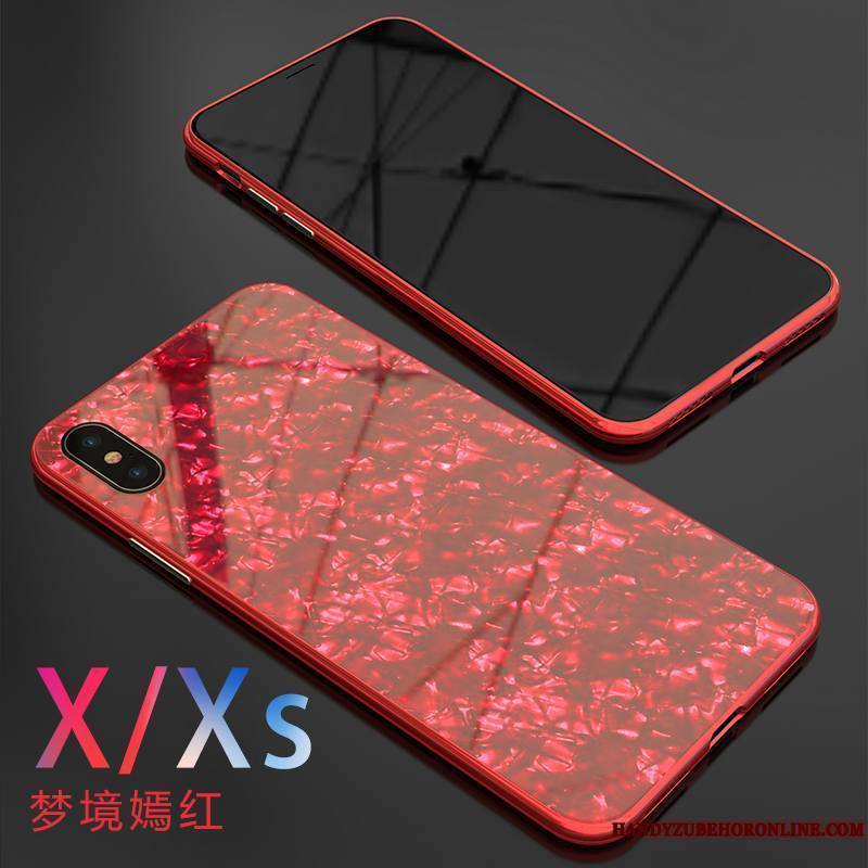 iPhone Xs Incassable Miroir Créatif Rouge Marque De Tendance Coque De Téléphone Net Rouge