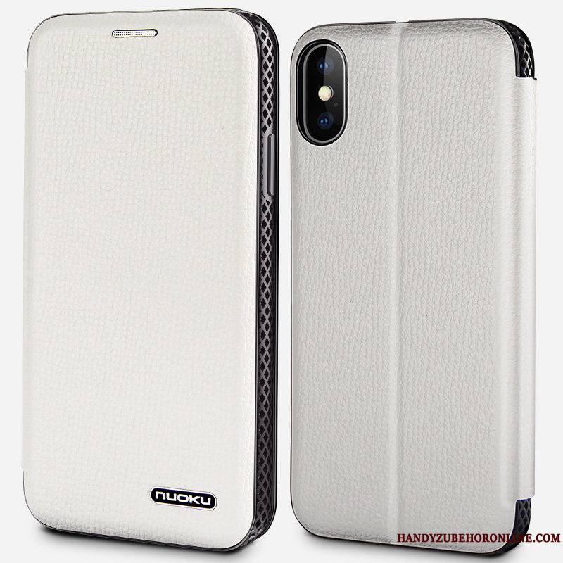 iPhone Xs Max Coque Cuir Véritable Nouveau Housse Refroidissement Incassable Blanc Étui