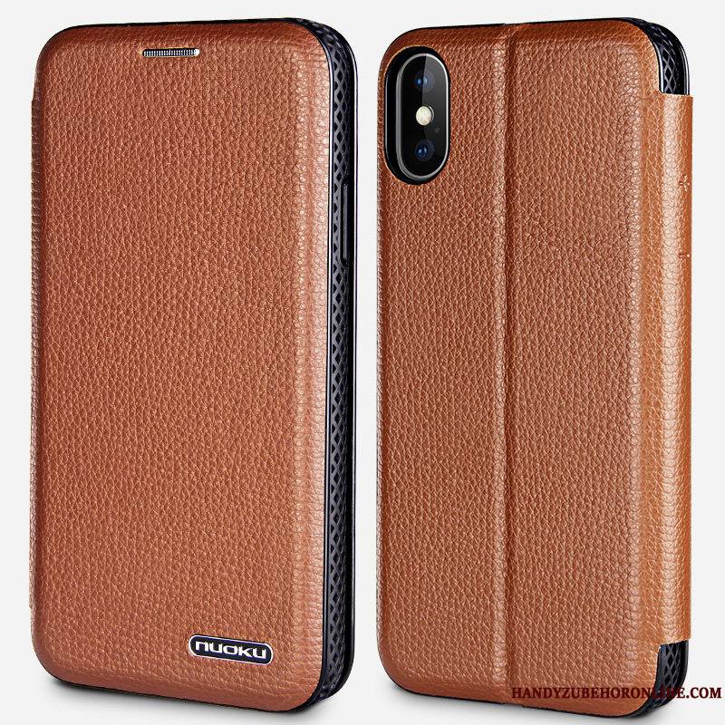 iPhone Xs Max Coque Cuir Véritable Nouveau Housse Refroidissement Incassable Blanc Étui