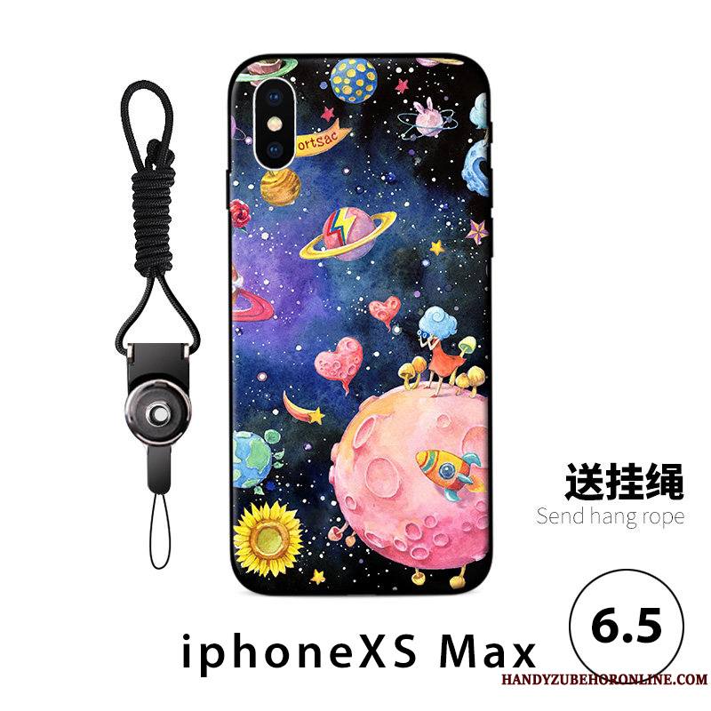 iPhone Xs Max Coque De Téléphone Fluide Doux Personnalité Anneau Ornements Suspendus Tendance Bleu