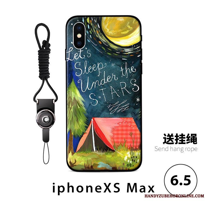 iPhone Xs Max Coque De Téléphone Fluide Doux Personnalité Anneau Ornements Suspendus Tendance Bleu