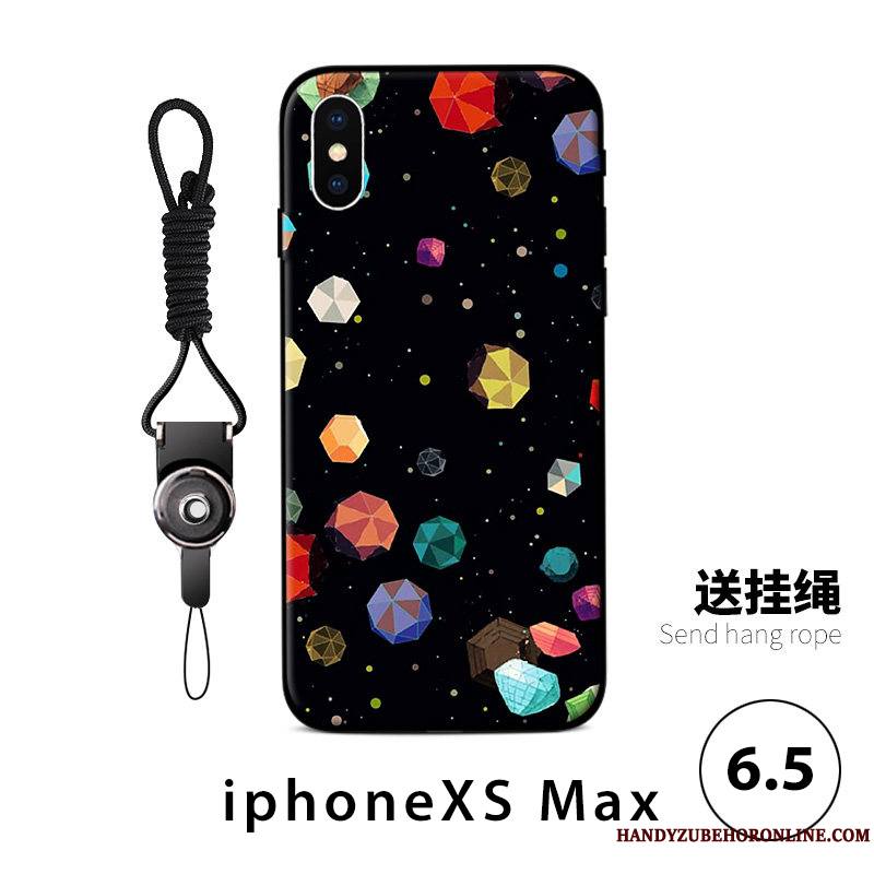 iPhone Xs Max Coque De Téléphone Fluide Doux Personnalité Anneau Ornements Suspendus Tendance Bleu