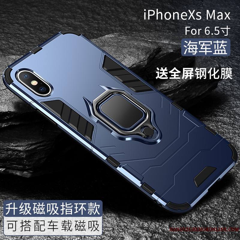 iPhone Xs Max Coque Marque De Tendance Tout Compris Étui Noir Nouveau Incassable Magnétisme