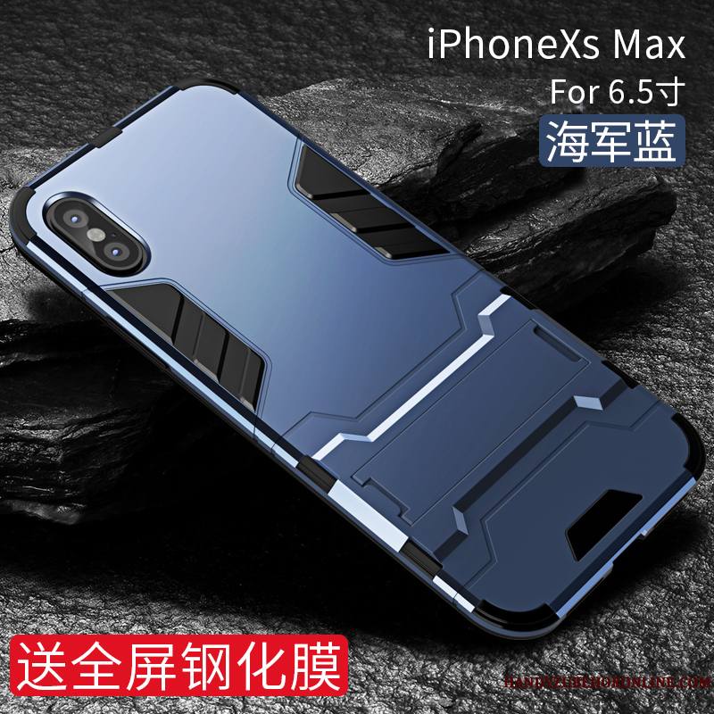 iPhone Xs Max Coque Marque De Tendance Tout Compris Étui Noir Nouveau Incassable Magnétisme