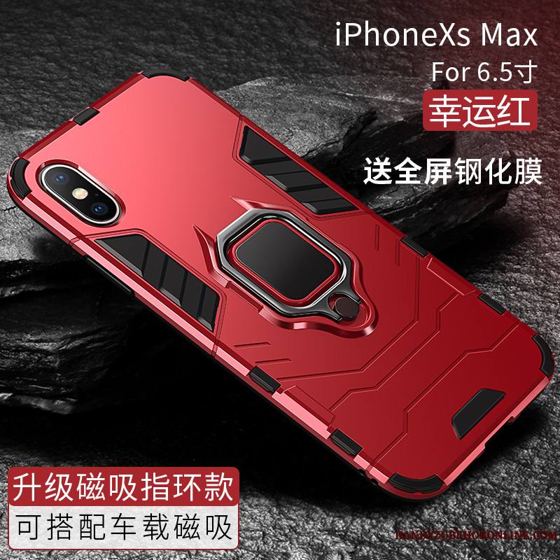 iPhone Xs Max Coque Marque De Tendance Tout Compris Étui Noir Nouveau Incassable Magnétisme