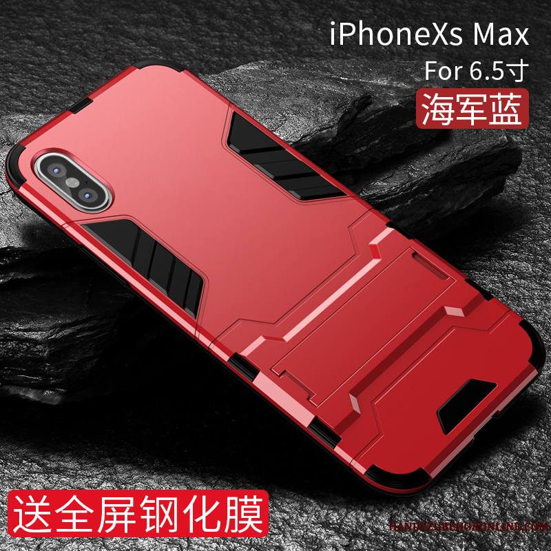 iPhone Xs Max Coque Marque De Tendance Tout Compris Étui Noir Nouveau Incassable Magnétisme
