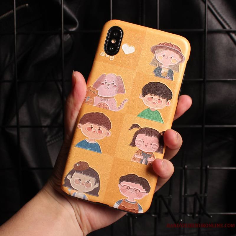 iPhone Xs Max Coque Personnalité Dessin Animé Créatif Gaufrage Silicone Tout Compris Étui