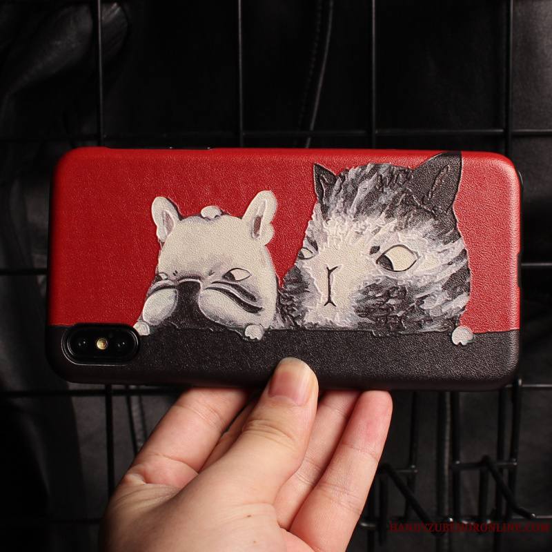 iPhone Xs Max Coque Personnalité Dessin Animé Créatif Gaufrage Silicone Tout Compris Étui