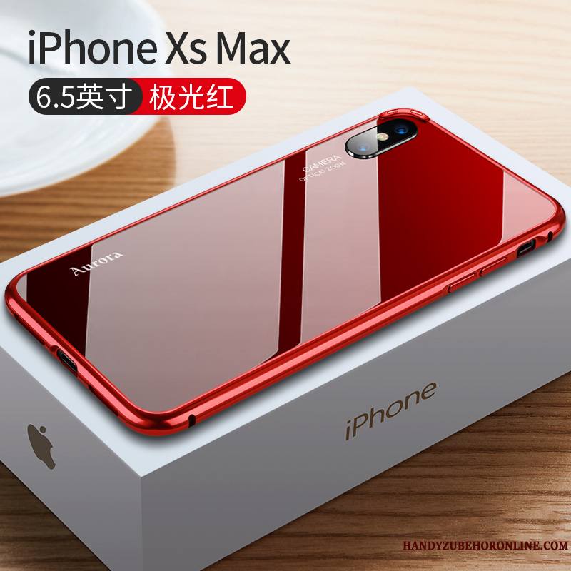 iPhone Xs Max Coque Très Mince Tendance Incassable Marque De Tendance Rouge Net Rouge Métal