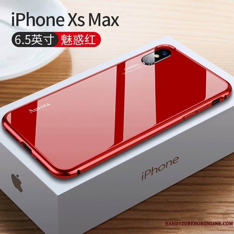 iPhone Xs Max Coque Très Mince Tendance Incassable Marque De Tendance Rouge Net Rouge Métal
