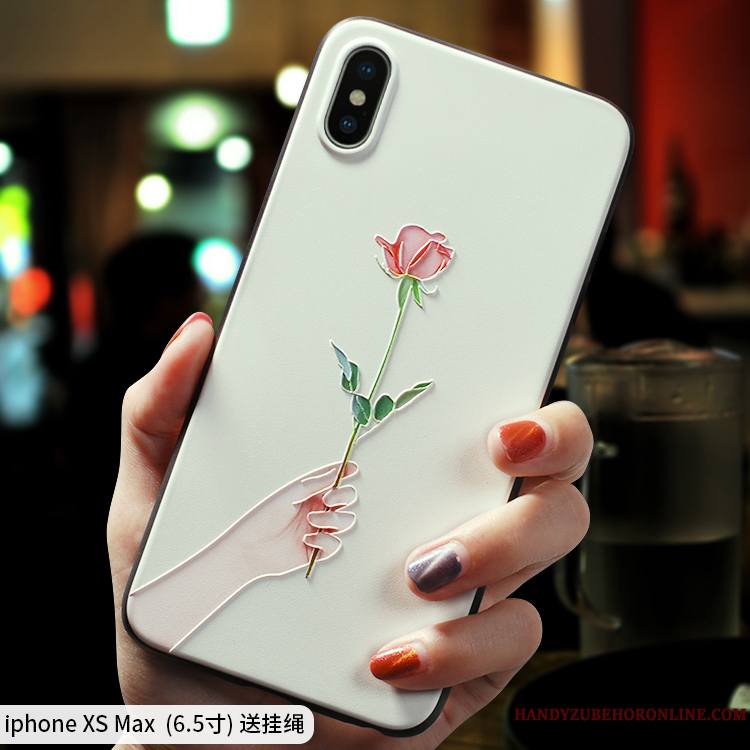 iPhone Xs Max Créatif Étui Coque De Téléphone Incassable Délavé En Daim Protection Blanc