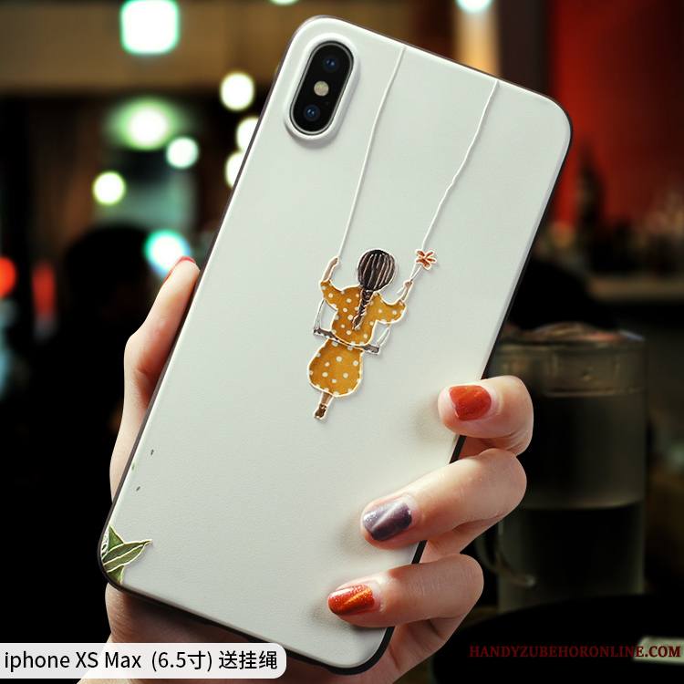 iPhone Xs Max Créatif Étui Coque De Téléphone Incassable Délavé En Daim Protection Blanc