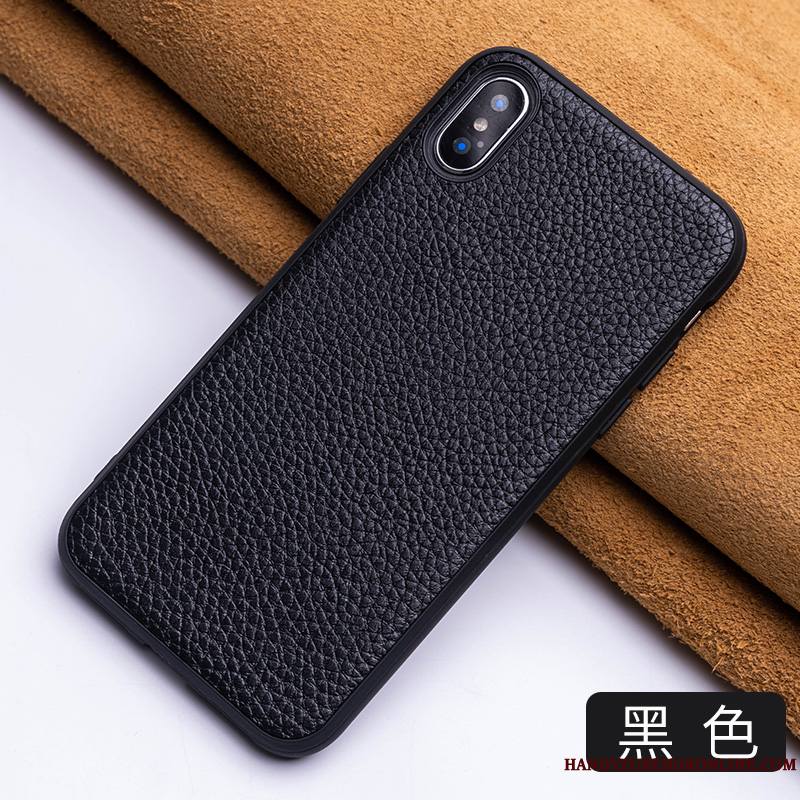 iPhone Xs Max Cuir Véritable Étui En Cuir Marque De Tendance Qualité Coque De Téléphone Élégant Personnalisé