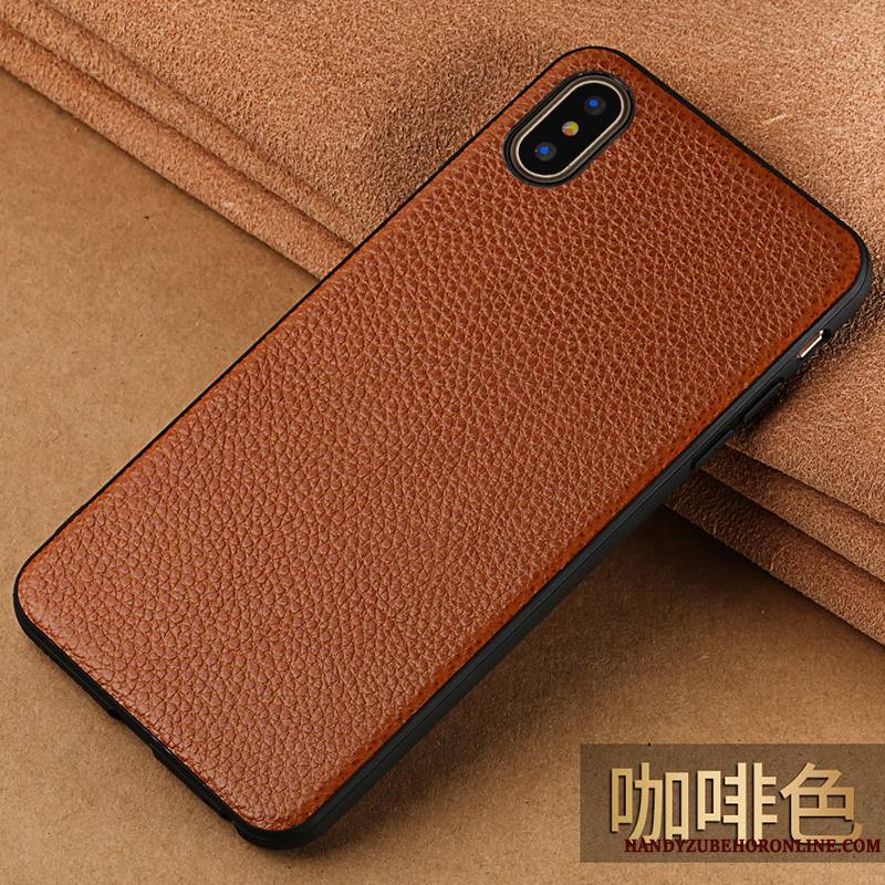 iPhone Xs Max Cuir Véritable Étui En Cuir Marque De Tendance Qualité Coque De Téléphone Élégant Personnalisé