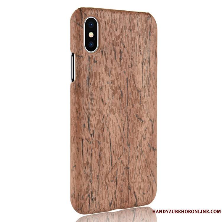 iPhone Xs Max Difficile Coque De Téléphone Cuir Jaune Incassable Grain De Bois Qualité