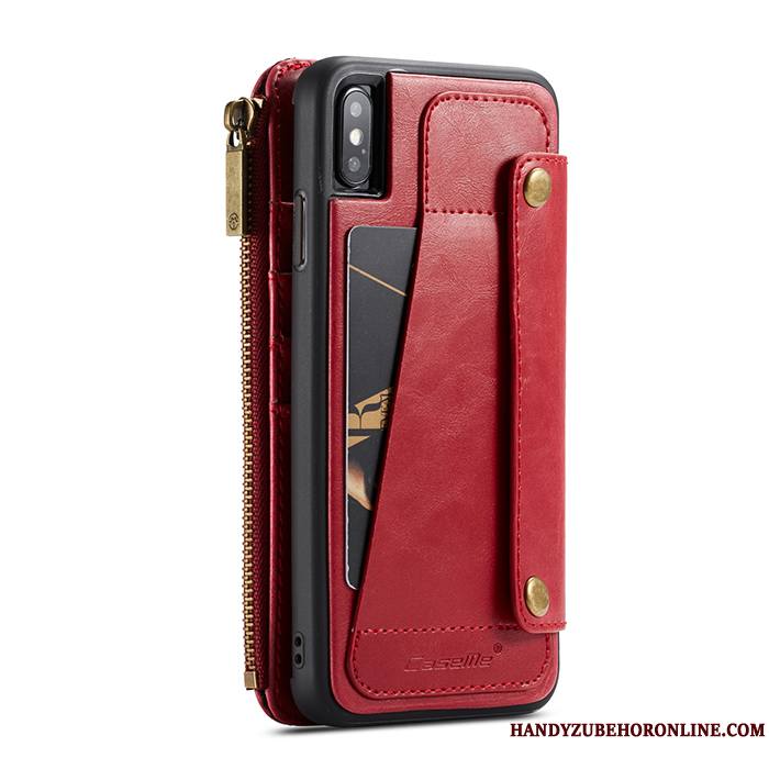 iPhone Xs Max Noir Incassable Étui En Cuir Carte Sac Carte Portefeuille Coque De Téléphone