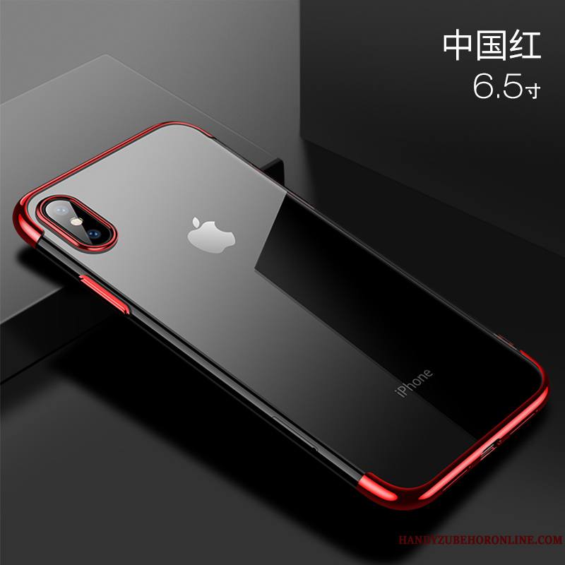 iPhone Xs Max Rouge Incassable Transparent Étui Silicone Marque De Tendance Coque