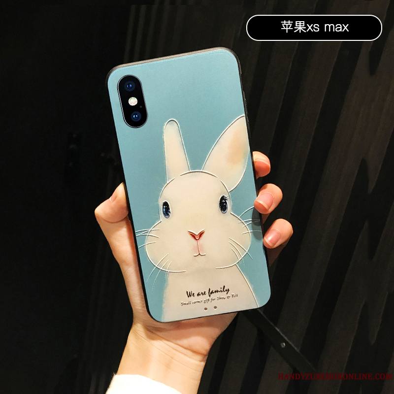 iPhone Xs Max Étui Nouveau Rose Fluide Doux Dessin Animé Coque Incassable