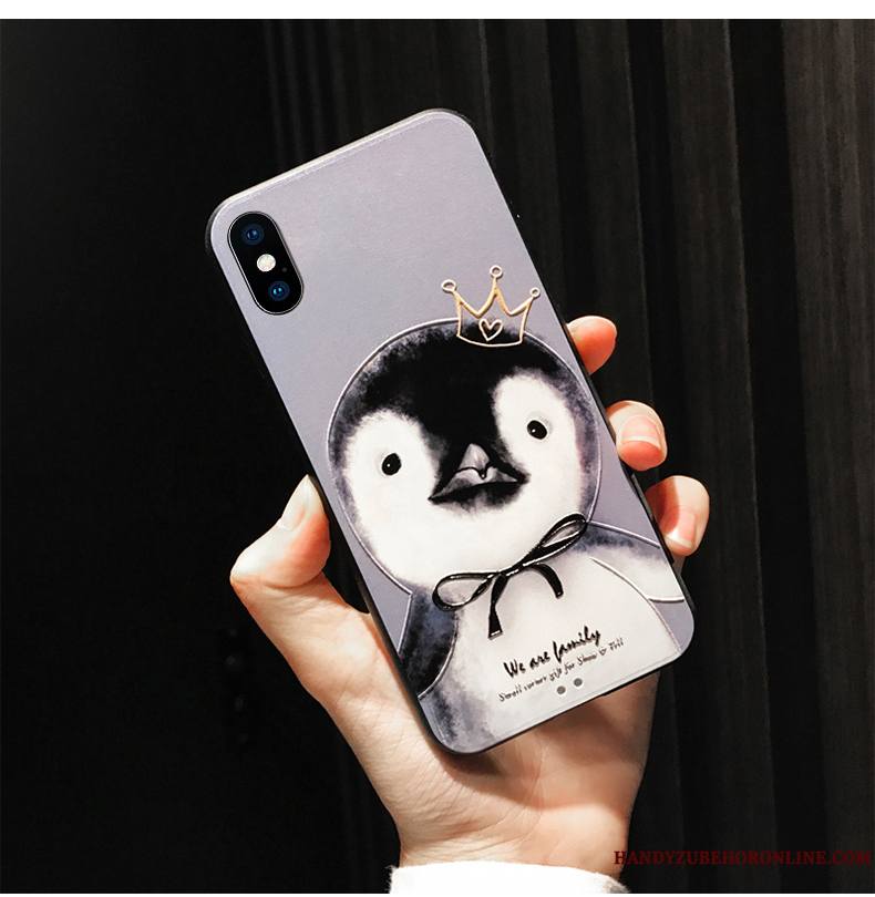 iPhone Xs Max Étui Nouveau Rose Fluide Doux Dessin Animé Coque Incassable