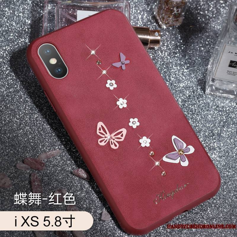 iPhone Xs Noir Coque De Téléphone Papillon Strass Créatif Luxe Dimensionnel