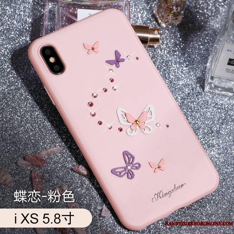 iPhone Xs Noir Coque De Téléphone Papillon Strass Créatif Luxe Dimensionnel