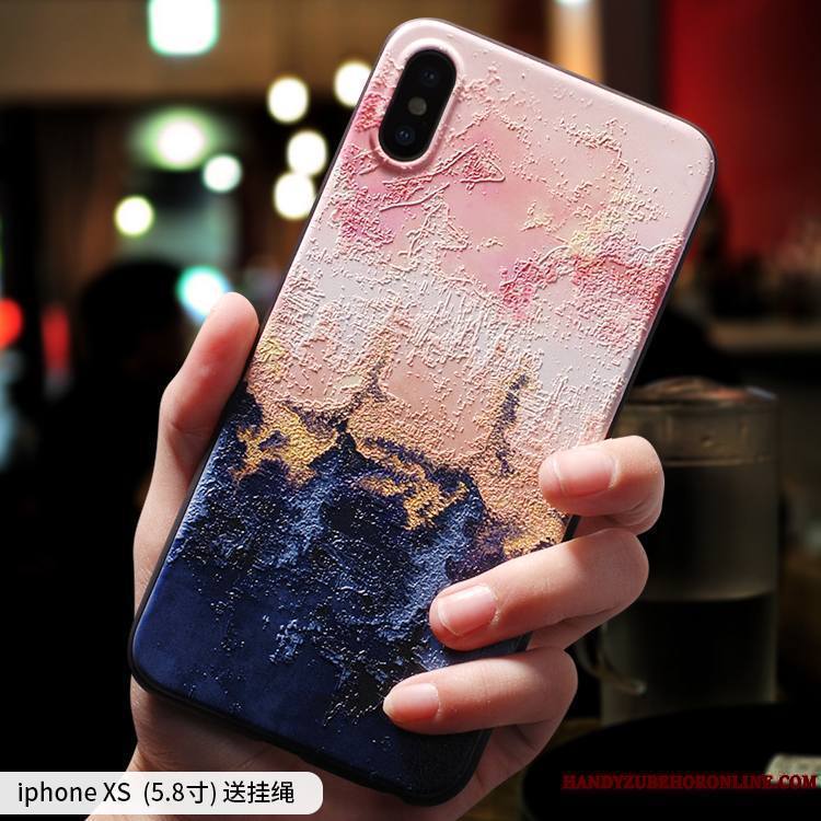 iPhone Xs Silicone Personnalité Ornements Suspendus Délavé En Daim Marque De Tendance Coque De Téléphone Incassable