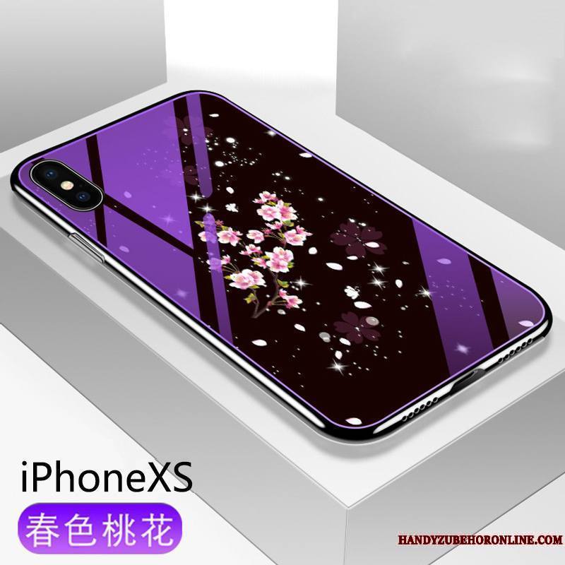 iPhone Xs Violet Étui Incassable Marque De Tendance Créatif Verre Coque De Téléphone