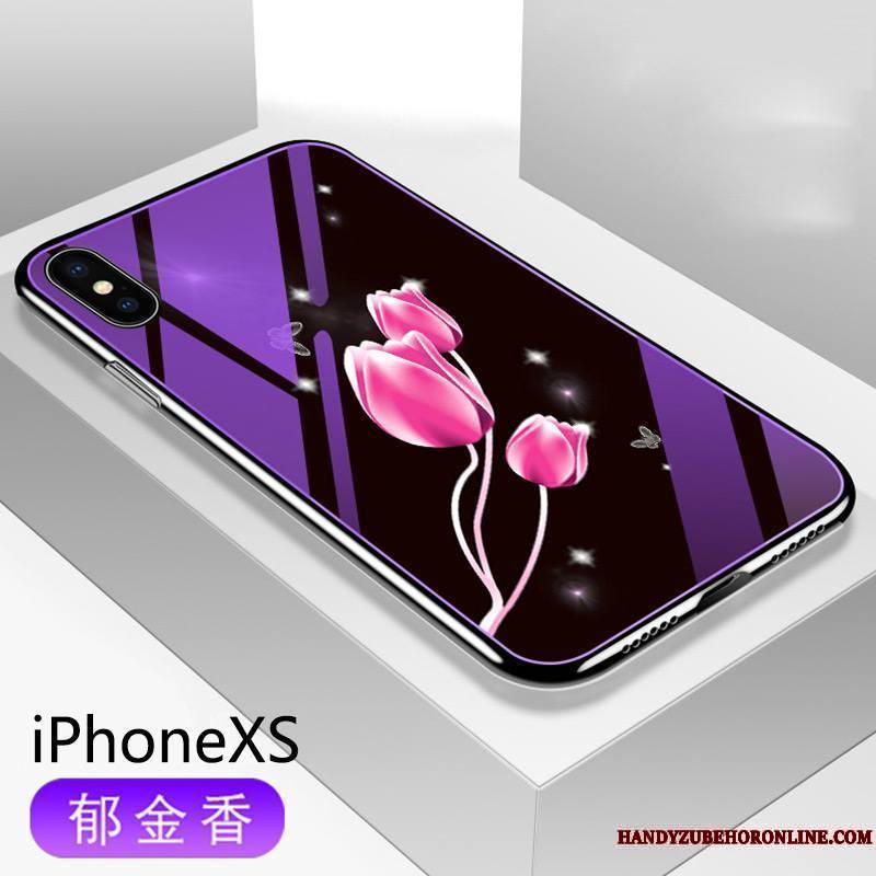 iPhone Xs Violet Étui Incassable Marque De Tendance Créatif Verre Coque De Téléphone