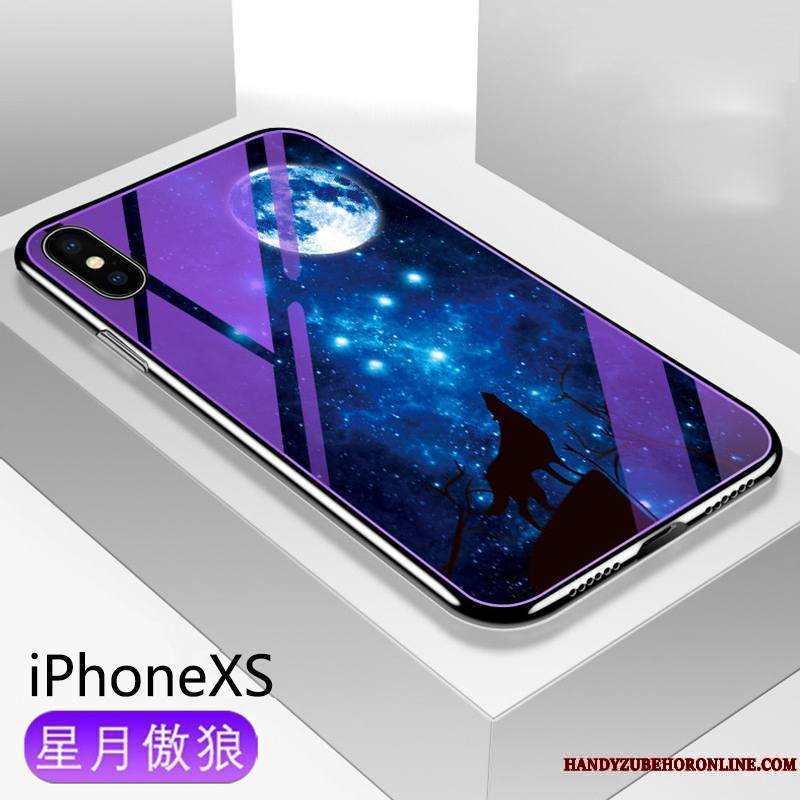 iPhone Xs Violet Étui Incassable Marque De Tendance Créatif Verre Coque De Téléphone