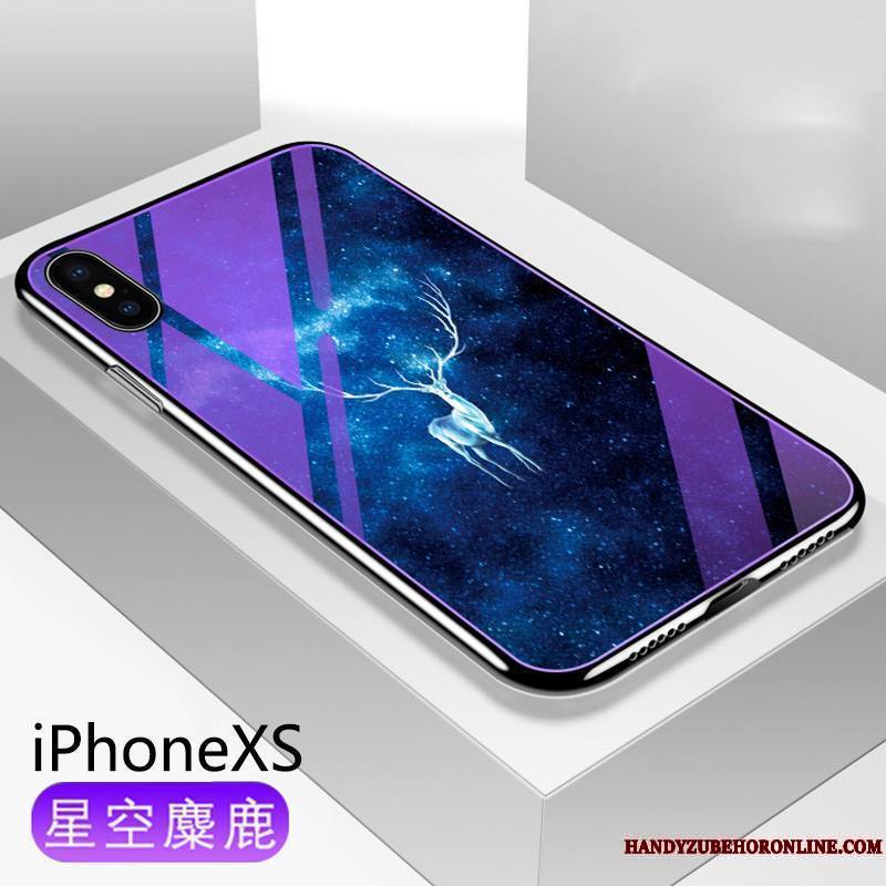 iPhone Xs Violet Étui Incassable Marque De Tendance Créatif Verre Coque De Téléphone