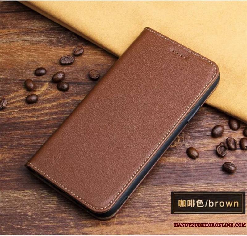 iPhone Xs Étui En Cuir Coque De Téléphone Marron Incassable Cuir Haut Protection Housse