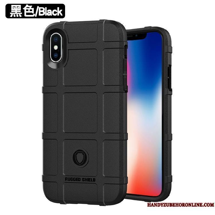 iPhone Xs Étui Noir Tout Compris Silicone Coque De Téléphone Incassable Personnalité