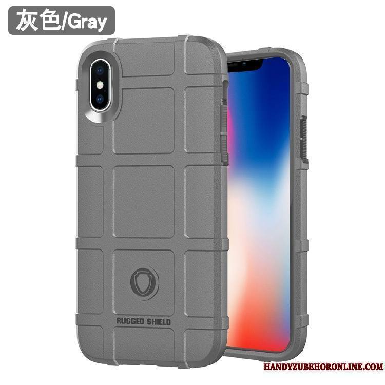 iPhone Xs Étui Noir Tout Compris Silicone Coque De Téléphone Incassable Personnalité