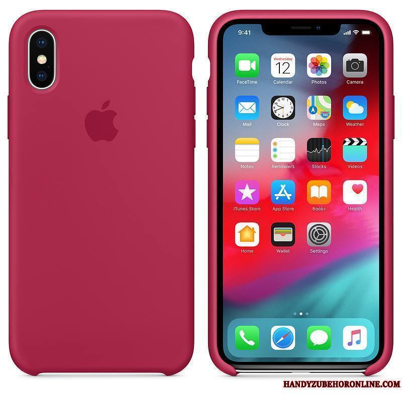 iPhone Xs Étui Silicone Incassable Net Rouge Coque De Téléphone Bleu Protection