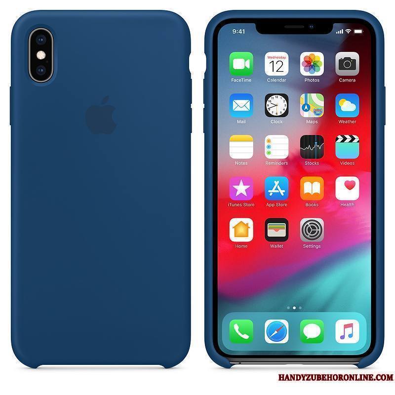 iPhone Xs Étui Silicone Incassable Net Rouge Coque De Téléphone Bleu Protection