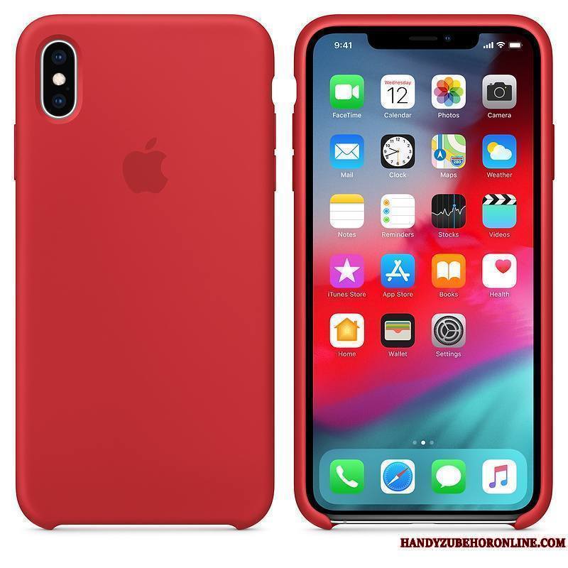 iPhone Xs Étui Silicone Incassable Net Rouge Coque De Téléphone Bleu Protection